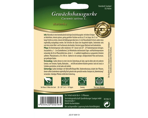 Samenpackung Gewächshausgurke Marumba