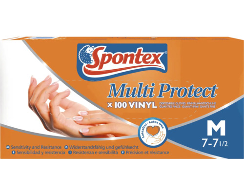 Spontex Einmalhandschuhe Multi Protect Weiß 100er Gr. 7-7,5 Spontex Multi Protect Einmalhandschuhe aus Vinyl, Größe M, 100 Stück