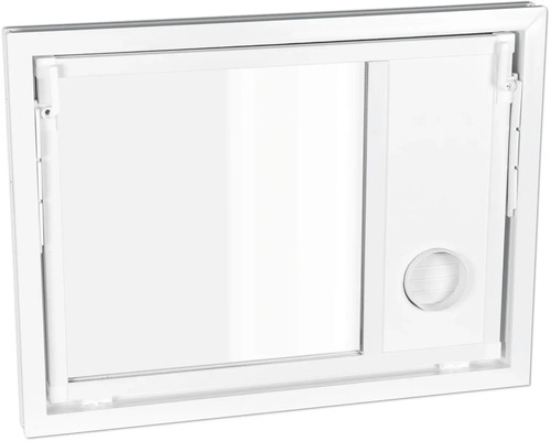 WOLFA Mehrzweck Kipp-Fenster PLUS Kunststoff weiß 400x400 mm mit Isolierglas und Wäschetrockneranschluss