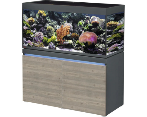 Aquariumkombination EHEIM incpiria 430 marine mit LED-Beleuchtung, Förderpumpe, Filterbecken und beleuchtbaren Unterschrank graphit/ rustic Eiche