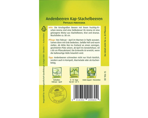 Samenpackung Andenbeeren Kap-Stachelbeeren