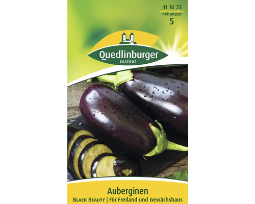 Aubergine 'Black Beauty' Quedlinburger Gemüsesamen Auberginen Saatgut der Sorte Black Beauty von Quedlinburger für Freiland und Gewächshaus