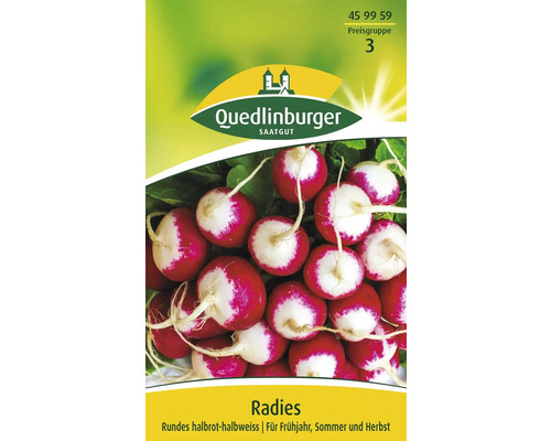 Radieschen 'Rundes Halbrot-Halbweiss' Quedlinburger Gemüsesamen Radieschen-Samenpackung der Marke Quedlinburger Saatgut