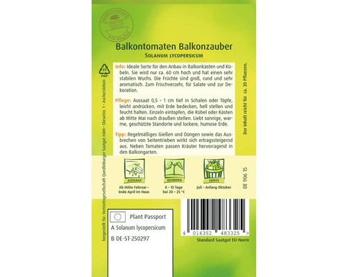 Balkontomaten Balkonzauber Saatgutpackung