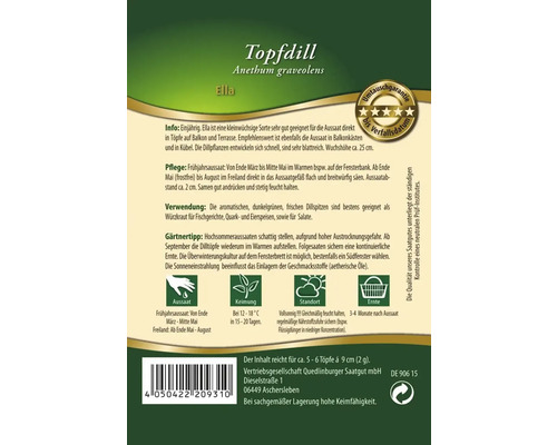 Saatgutpackung Topfdill Anethum graveolens Ella