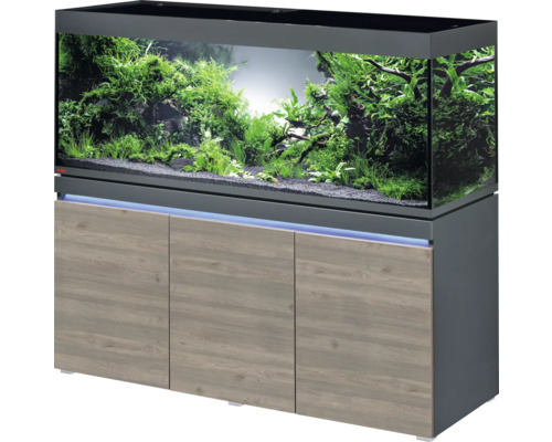 Aquariumkombination EHEIM incpiria 530 mit LED-Beleuchtung und beleuchtbaren Unterschrank graphit/ rustic Eiche