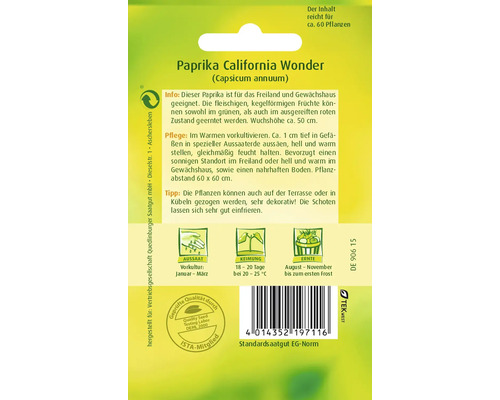 Paprika California Wonder Samenpackung