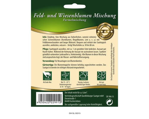 Samenpackung Feld- und Wiesenblumen Mischung