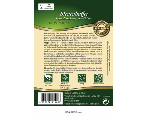 Bienenbuffet Blumensamenpackung für 1,5 Quadratmeter