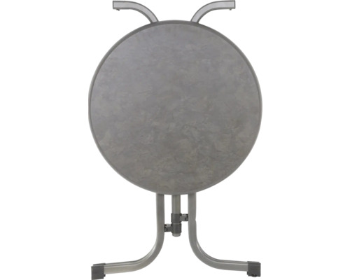Klapptisch mit runder Tischplatte und Metallgestell