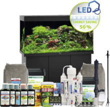 Komplettes Aquarium-Set mit Aquarium, Unterschrank, Dekoration und Zubehör