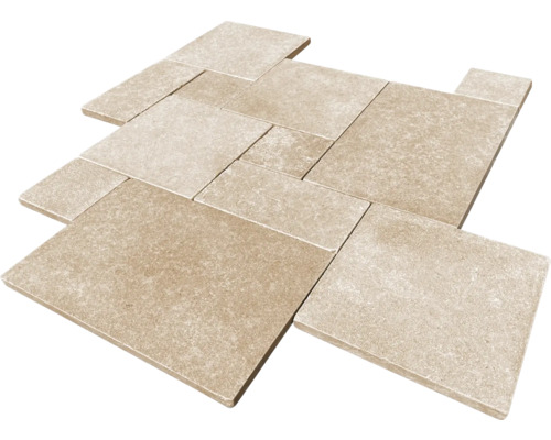 FLAIRSTONE Kalkstein Terrassenplatte Tripoli römischer Verband Set = 1,41 m² Verbundpflastersteine aus Beton