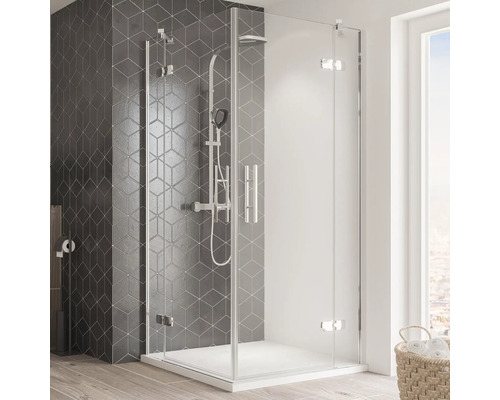 Eckeinstieg Drehtür 4-teilig Breuer Avanta 100x90 cm Klarglas mit schmutzabweisender Glasbeschichtung Profilfarbe chrom Eckeinstieg Drehtür 4-teilig Breuer Avanta 100x90 cm Klarglas mit schmutzabweisender Glasbeschichtung Profilfarbe chrom