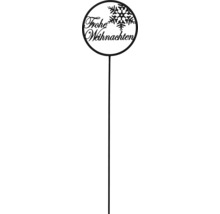 Dekorationstecker mit den Worten ''Frohe Weihnachten'' und Schneeflocke