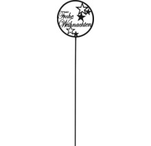 Dekorativer Gartenstecker mit der Aufschrift Frohe Weihnachten und Sternenmotiven