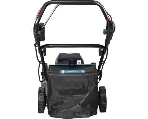 Rückansicht Rasenmäher mit Fangkorb