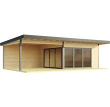 Gartenhaus Domeo 10 inkl. Fußboden, Terrasse 890 x 590 cm natur