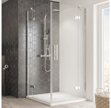 Eckeinstieg Drehtür 4-teilig Breuer Avanta 90x90 cm Dekor Terrazzo Weiß Profilfarbe chrom