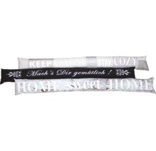 Drei Zugluftstopper mit den Aufschriften Keep Calm and Stay Cozy, Mach''s Dir gemütlich und Home Sweet Home