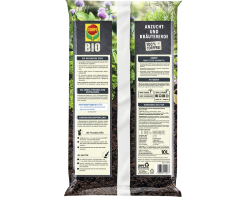 COMPO BIO Anzucht- und Kräutererde, 10 Liter, torffrei