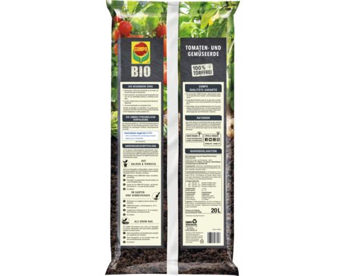 COMPO Bio Tomaten- und Gemüseerde, torffrei, 20 Liter Sack