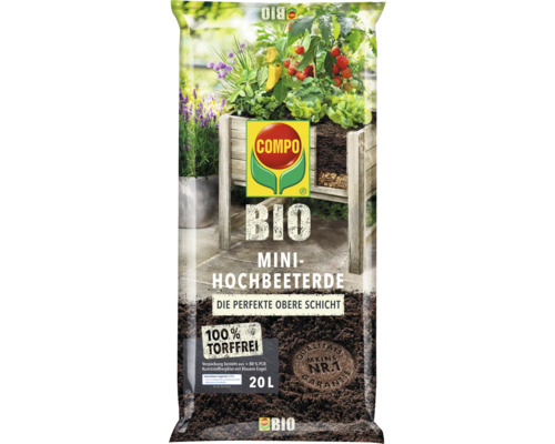 Mini-Hochbeet- und Gewächshauserde COMPO BIO Mini-Hochbeeterde und Gewächshauserde 20 L 100% torffrei