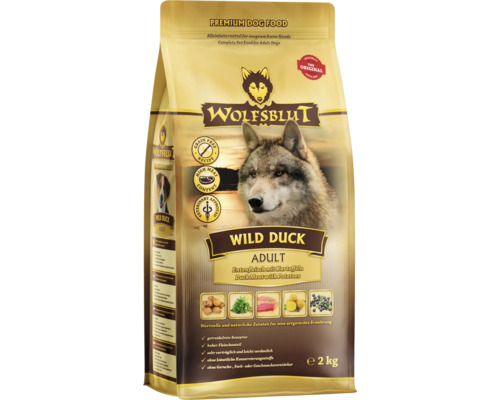 Hundefutter trocken WOLFSBLUT Wild Duck Adult, Ente mit Kartoffeln mit wertvollen Superfoods, getreidefrei, Glutenfrei 2 kg