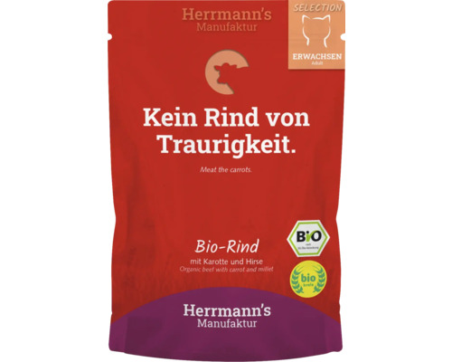 Herrmanns Manufaktur Adult organic beef cat food with carrot and millet
