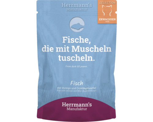 Herrmann''s Manufaktur Katzenfutter Fisch mit Shrimps und Grünlippmuschel für erwachsene Katzen