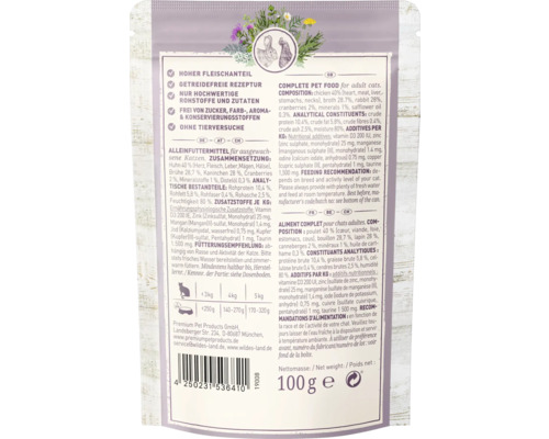 Wildes Land Katzenfutter Alleinfutter für ausgewachsene Katzen