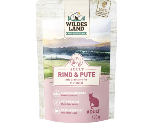 Wildes Land Adult Katzenfutter Rind und Pute 100 Gramm