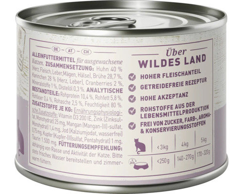 Dose Katzenfutter von Über Wildes Land mit Huhn und Kaninchen