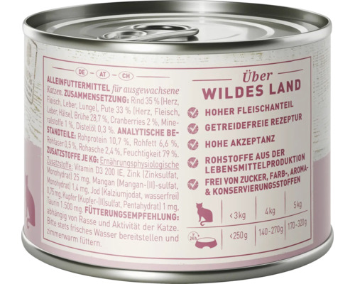 Dose Katzenfutter mit Informationen zu Zusammensetzung und Fütterungsempfehlung