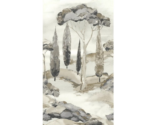 Fototapete Vlies 194701 Canopy 3-tlg. 159 x 280 cm Illustration einer Landschaft mit Zypressen und Bäumen