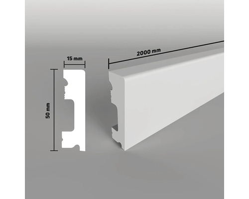 Selit Sockelleiste SELITSTYLE FBL50 weiß 2000 x 50 x 15 mm Sockelleiste, 2000 Millimeter lang, 50 Millimeter hoch und 15 Millimeter breit