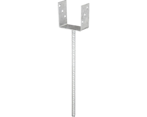 U-Pfostenträger mit Betonanker aus Riffelstahl 101 x 100 x 400 mm feuerverzinkt Pfostenanker mit Anker zum Einbetonieren