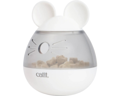 Snackautomat catit Pixi Snackspender, Maus weiß, ca. 8 x10 cm, Leckerlis bis 9 mm Katzenspielzeug Futterspender in Form einer Maus
