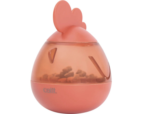 Snackautomat catit Pixi Snackspender, Hahn rot, ca. 8 x10 cm, für Leckerlis bis 9 mm Katzenfutter-Spielzeug in Hühnerform mit Futter