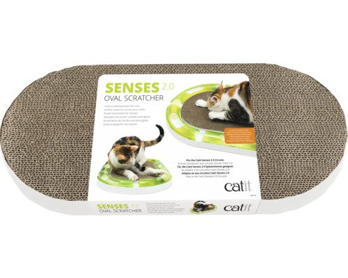 Kratzbrett Kratzpappe Catit Senses 2.0 Oval Scratcher Pappe, weiß / braun ca. 24 x 49 x 3,5 cm