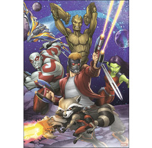 Comicbild der Guardians of the Galaxy mit Star-Lord, Gamora, Drax, Rocket und Groot