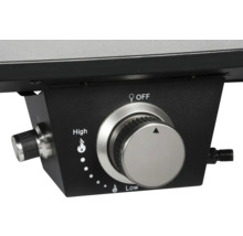 Nahaufnahme des Bedienfelds eines Grills mit Temperaturregler