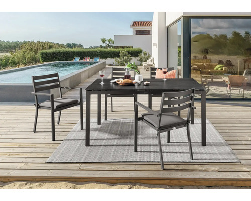 Gartenmöbelset Dining-Set Destiny ARONA CREMONA 4 -Sitzer bestehend aus: 4 Sessel, Tisch Aluminium Keramik Anthrazit