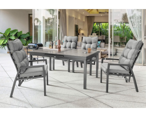 Gartenmöbelset Dining-Set Destiny GARDA IMOLA 4 -Sitzer bestehend aus: 4 Sessel, Tisch Aluminium Anthrazit