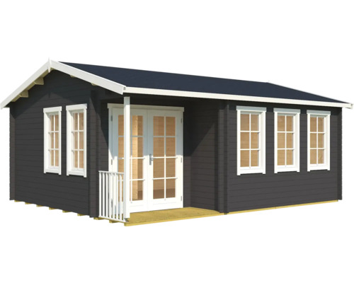 Holzgartenhaus mit Fenstern und Doppeltür