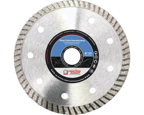 Diamanttrennscheibe Fliese Turbo Feinsteinzeug Profitech Diamant Ø 125x22,23 mm Fliesentrennscheibe Turbo Feinsteinzeug mit 125 Millimeter Durchmesser
