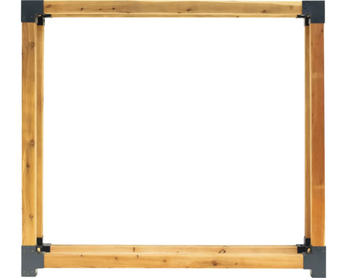 Holzrahmen mit Metallecken für den Garten