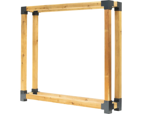 Brennholzregal aus Holz mit Eckverbindern