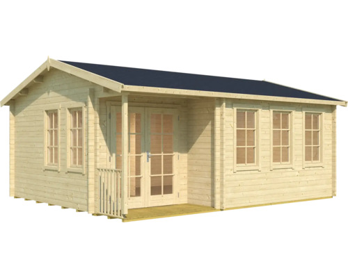 Holzgartenhaus mit Fenstern und Doppeltür