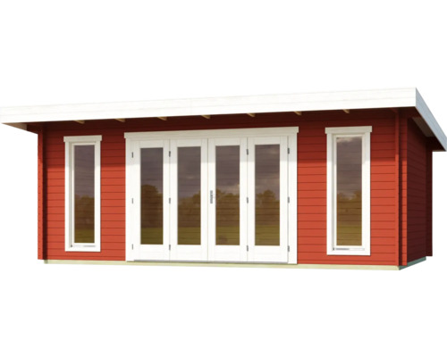 Modernes Gartenhaus mit Flügeltür und Fenstern