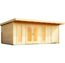 Holzgartenhaus mit Fenstern und Doppeltür